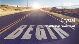  Presentation with travel concept silhouette - PPT theme featuring journey begins - new start travel and adventure background and a dark gray colored foreground