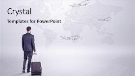  Presentation with transportation planning - PPT layouts consisting of businessman in dark suit planning background and a sky blue colored foreground