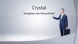  Presentation with copy space - Slides enhanced with stay go - lonely businessman hitchhikes concept background and a  colored foreground