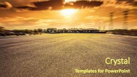 Presentation with off road - Colorful slides enhanced with moving yellow sunlight - road at sunset backdrop and a tawny brown colored foreground