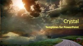  Presentation with skies - Beautiful slide deck featuring meadow and the storm backdrop and a tawny brown colored foreground