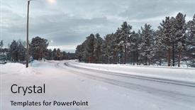  Presentation with chemistry glow - Presentation having snowy road in the soft background and a light gray colored foreground