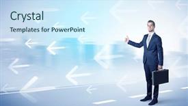  Presentation with city - Slide set enhanced with business case free - young businessman hitchhiking near background and a cool aqua colored foreground