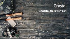  Presentation with journey - Audience pleasing presentation theme consisting of journey hiking boots trekking backdrop and a dark gray colored foreground