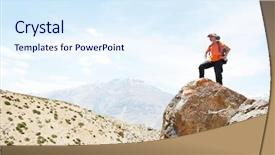  Presentation with climbing to top of mountain - Colorful presentation theme enhanced with beautiful pink roses and gerberas toned image backdrop and a coral colored foreground