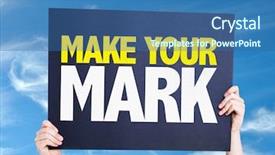  Presentation with story - PPT layouts with success story leaders - make your mark card background and a ocean colored foreground