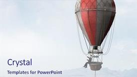  Presentation with travel - Colorful theme enhanced with journey vision dream education - man travel in aerostat backdrop and a sky blue colored foreground