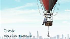  Presentation with travel - Audience pleasing theme consisting of journey vision dream education - man travel in aerostat backdrop and a sky blue colored foreground