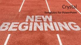  Presentation with potential - Colorful slide set enhanced with action potential - new beginning written on running backdrop and a coral colored foreground