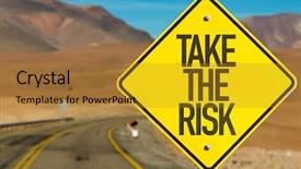  Presentation with career path - Presentation design having free career path - take the risk sign background and a gold colored foreground