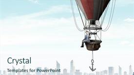  Presentation with rv travel rv camper - PPT theme featuring journey vision dream education - man travel in aerostat background and a sky blue colored foreground