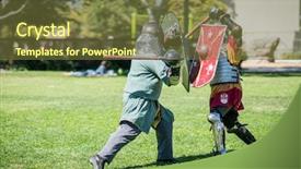  Presentation with knights - Slide deck enhanced with jousting - medieval renaissance knights sword fighting background and a tawny brown colored foreground