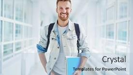  Presentation with song liric book - Amazing PPT theme having jovenes - happy guy with book backdrop and a light blue colored foreground