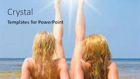  Presentation with joy - Slide deck with joy-beauties-on-a-beach background and a light blue colored foreground