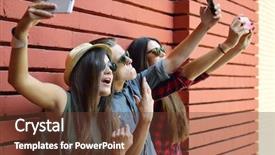  Presentation with red brick wall - Colorful presentation design enhanced with joy friends self photo social backdrop and a tawny brown colored foreground