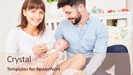  Presentation with baby milk - Theme enhanced with joy giving - happy parents give the bottle background and a lemonade colored foreground