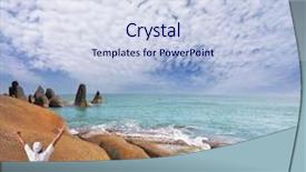  Presentation with tourist - Colorful presentation design enhanced with joy lord - lone tourist happily welcomed backdrop and a sky blue colored foreground