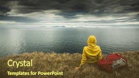  Presentation with tourist - Amazing slide set having joy peace hope - female backpacker tourist in icleand backdrop and a tawny brown colored foreground