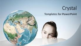  Presentation with elements - Presentation theme enhanced with joy peace hope - little cute girl looking background and a light blue colored foreground