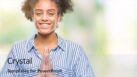  Presentation with spiritual - PPT layouts with joy spiritual - young afro american woman background and a light blue colored foreground
