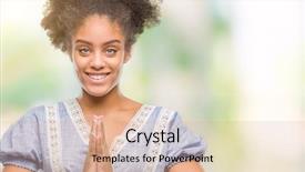  Presentation with praying hands - Slide deck consisting of joy spiritual - young afro american woman background and a coral colored foreground