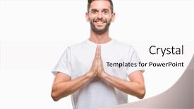  Presentation with praying hands - Audience pleasing presentation theme consisting of joy spiritual - young handsome man over isolated backdrop and a sky blue colored foreground