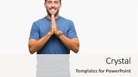  Presentation with praying hands - Presentation theme featuring joy spiritual - young handsome man over isolated background and a  colored foreground