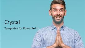  Presentation with praying hands - PPT theme featuring joy spiritual - young handsome man wearing white background and a  colored foreground