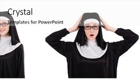  Presentation with nun - Theme enhanced with joy spiritual - young nun isolated background and a white colored foreground