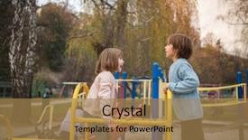  Presentation with childrens day - Theme featuring joy while playing in playground background and a coral colored foreground