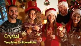  Presentation with new year - Audience pleasing PPT layouts consisting of joy with sparkles and champaign backdrop and a  colored foreground