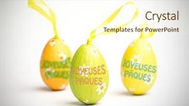  Presentation with paques - Theme having joyeuses paques against three foil background and a  colored foreground