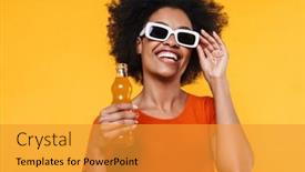  Presentation with joyful - Amazing presentation design having joyful-african-american-girl backdrop and a gold colored foreground