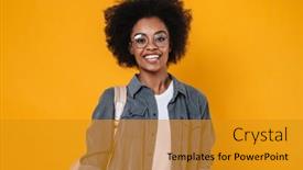  Presentation with joyful - Slide set having joyful-african-american-girl background and a gold colored foreground