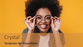  Presentation with joyful - Amazing slide deck having joyful-african-american-girl backdrop and a gold colored foreground