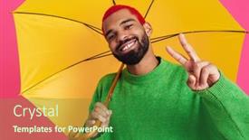  Presentation with joyful - Cool new theme with joyful-african-american-guy-gesturing backdrop and a forest green colored foreground
