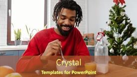  Presentation with breakfast cereal - Theme featuring joyful-african-american-man-eating background and a tawny brown colored foreground