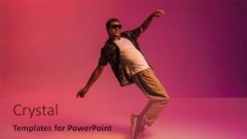  Presentation with neon - Presentation design featuring joyful-african-man-wearing-sunglasses background and a red colored foreground