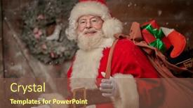  Presentation with happy new year - PPT theme featuring joyful-and-happy-santa-claus background and a violet colored foreground