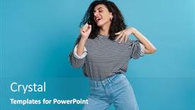  Presentation with joyful - Presentation design consisting of joyful-beautiful-girl-singing background and a teal colored foreground