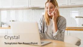  Presentation with joyful - Presentation consisting of joyful-blonde-girl-using-laptop background and a soft green colored foreground