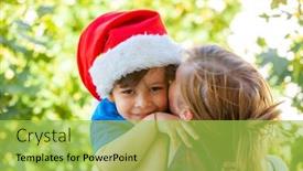  Presentation with shoulder - PPT layouts enhanced with joyful-boy-in-santa-claus background and a yellow colored foreground