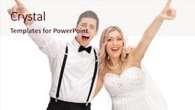  Presentation with joyful - Amazing presentation design having joyful bride and groom singing backdrop and a lemonade colored foreground