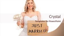  Presentation with flower wedding - Slide set featuring joyful bride holding a wedding background and a lemonade colored foreground