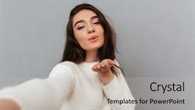  Presentation with joyful - Colorful presentation design enhanced with close-up portrait of joyful backdrop and a soft green colored foreground