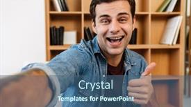  Presentation with one young man exercising handball - Audience pleasing slide set consisting of joyful-brunette-young-man-gesturing backdrop and a ocean colored foreground