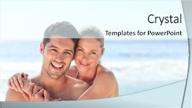  Presentation with romance couple nature - PPT layouts consisting of joyful couple at the beach background and a cool aqua colored foreground