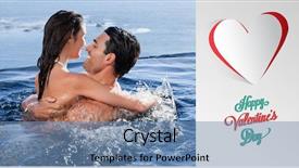  Presentation with joyful - Audience pleasing theme consisting of joyful couple cuddling each other against cute valentines message backdrop and a teal colored foreground