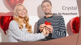  Presentation with valentine - Amazing presentation having joyful-couple-holding-valentine-card backdrop and a lemonade colored foreground