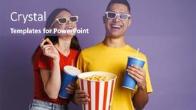  Presentation with joyful - Presentation having joyful-couple-in-3d-glasses background and a violet colored foreground